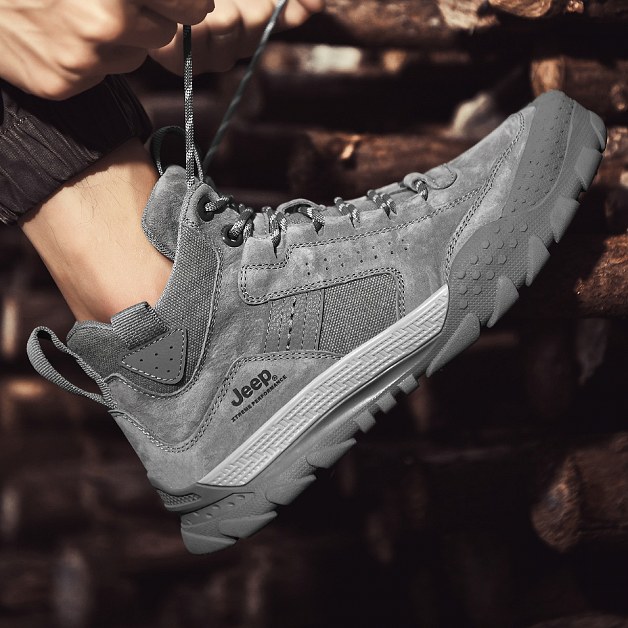 Jeep Mid Top Outdoor Shoes Men's Gray купить в интернет-магазине Yoocart с быстрой доставкой по России.