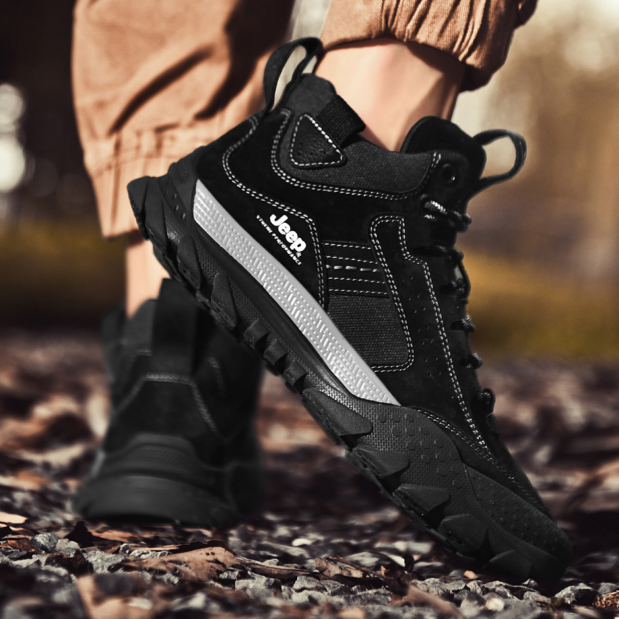Jeep Mid Top Outdoor Shoes Men's Black купить в интернет-магазине Yoocart с быстрой доставкой по России.