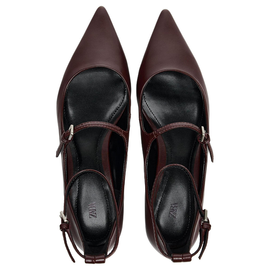 ZARA Mary Jane Shoes Women's Dark Red Color купить в интернет-магазине Yoocart с быстрой доставкой по России.