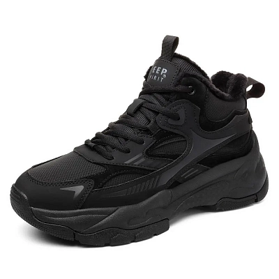 JEEP SPIRIT Black Myth Thermal Waterproof Abrasion Resistant Cushioning Height Increasing Casual Shoes Men's Black