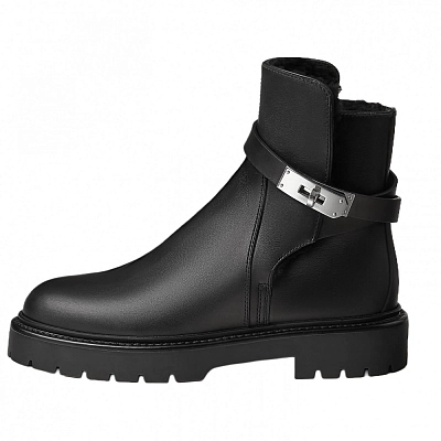 HERMES Jeff Ankle Boots 3.5cm Women's Black