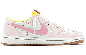 Travis Scott X Jordan Air Jordan 1 Vintage Basketball Shoes Women's Low top Pink White 1 4207030