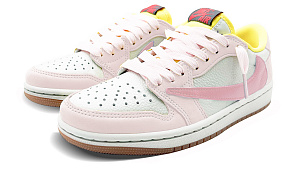 Travis Scott X Jordan Air Jordan 1 Vintage Basketball Shoes Women's Low top Pink White 2 4207031