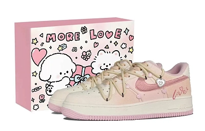 Nike Air Force 1 Pink Mist Love Letter Abrasion Resistant Slip Resistant Low top Skateboard Shoes Women's Pink