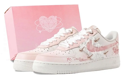 Nike Air Force 1 Rose Love Box Abrasion Resistant Low top Skateboard Shoes Women's White Pink