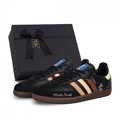 Adidas Originals SAMBA OG Yituyi, Mocha Meander Abrasion Resistant Low top Skateboard Shoes Unisex Black Coffee