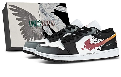 Jordan Air Jordan 1 Abrasion Resistant Low top Vintage Basketball Shoes Unisex Black