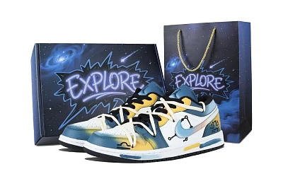 Jordan Air Jordan 1 Sunlit Vintage Basketball Shoes Unisex Blue Yellow