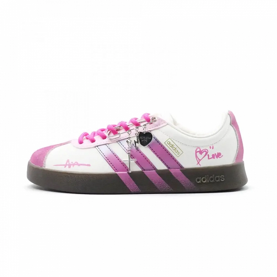 Adidas VL COURT 2.0 Peach Pink Love Coverage Abrasion Resistant Low top Skateboard Shoes Women's Pink White купить в интернет-магазине Yoocart с быстрой доставкой по России.