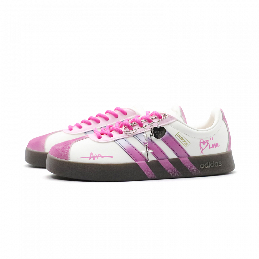 Adidas VL COURT 2.0 Peach Pink Love Coverage Abrasion Resistant Low top Skateboard Shoes Women's Pink White купить в интернет-магазине Yoocart с быстрой доставкой по России.