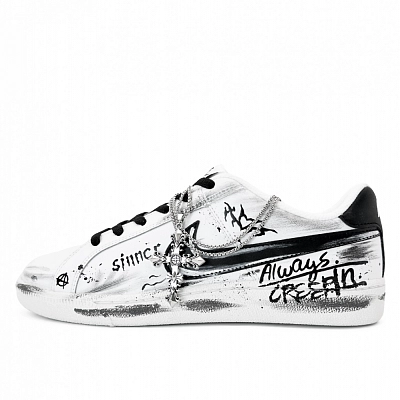 Nike Court Royale Abrasion Resistant Low top Skateboard Shoes Men's Black White