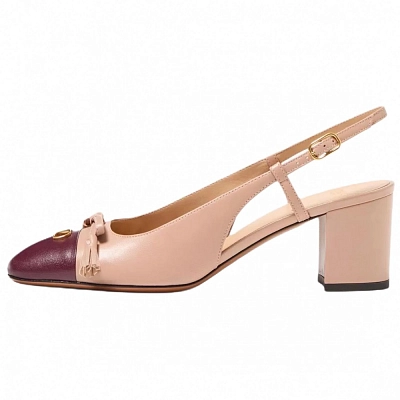 Valentino GARAVANI Valet Du Roi Chunky Heel High Heels 6cm Women's Cinnamon Powders