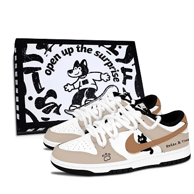 Nike Dunk Black White, Meihua Time Abrasion Resistant Low top Skateboard Shoes Unisex Khaki