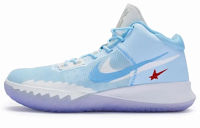 Nike Flytrap 4 EP Abrasion Resistant Breathable Mid Top Performance Basketball Shoes Men's White Blue