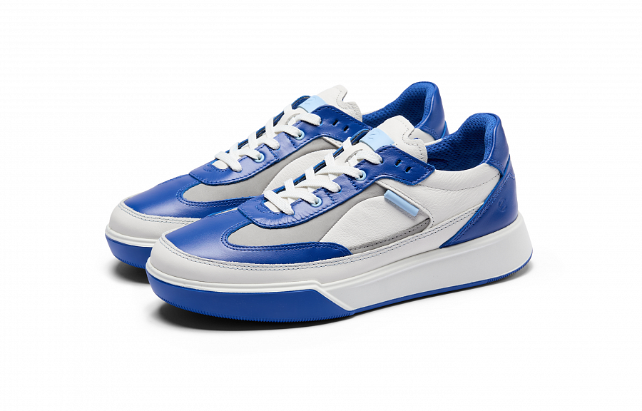 Ecco Low Top Skateboard Shoes Men's White/Royal Blue/Dove Gray купить в интернет-магазине Yoocart с быстрой доставкой по России.