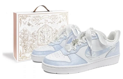 Nike Low-Top Skateboard Shoes GS White Blue