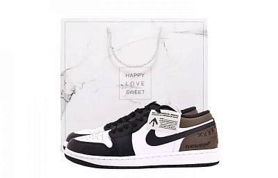 Jordan Air Jordan 1 Abrasion Resistant Coverage Low top Vintage Basketball Shoes Unisex Black Gray