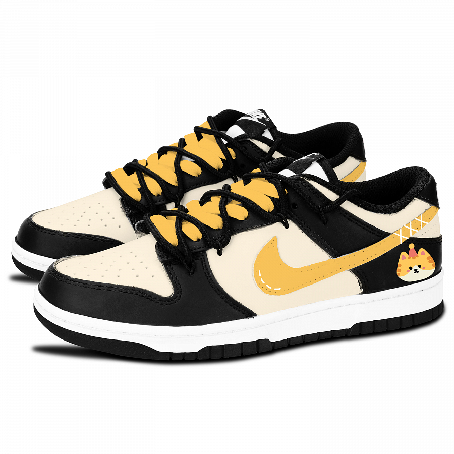 Nike Dunk Black White, Meow Yellow Companion Abrasion Resistant Slip Resistant Low top Skateboard Shoes Unisex Yellow купить в интернет-магазине Yoocart с быстрой доставкой по России.