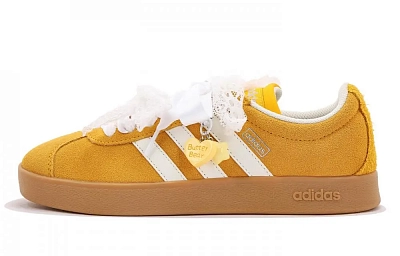 Adidas Vl Court Classic Abrasion Resistant Low Top Skateboard Shoes Unisex Yellow White
