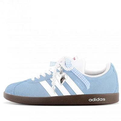 Adidas VL COURT 2.0 Abrasion Resistant Low Top Skateboard Shoes Unisex Blue
