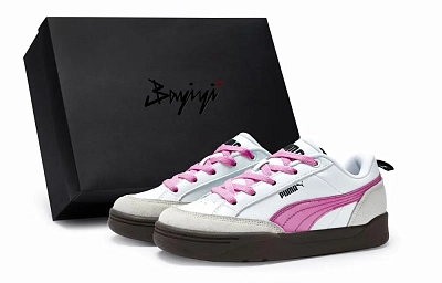 PUMA Park Lifestyle Slip Resistant Low Top Skateboard Shoes Unisex White Gray Red