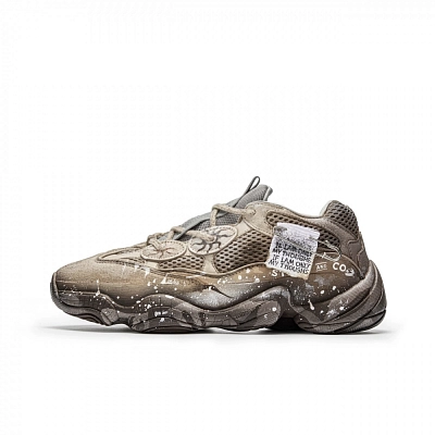 Adidas Yeezy 500 Freedom Panda Classic Talk Abrasion Resistant Slip Resistant Low Top Chunky Sneakers Unisex Gold Gray