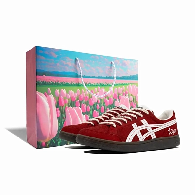 Onitsuka Tiger Advanti Mirror Flower Aqua Moon, Shopping Bag Low Top Skateboard Shoes Unisex Burgundy