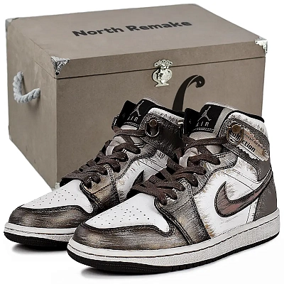 Jordan Air Jordan 1 Abrasion Resistant Mid top Vintage Basketball Shoes Women's Brown White