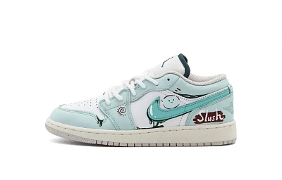 Jordan Air Jordan 1 Cushioning, Wear Resistant Low top Vintage Basketball Shoes Unisex Light Green