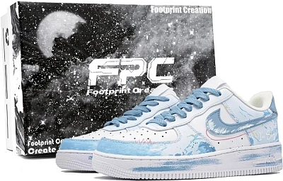 Nike Air Force 1 Skateboard Shoes Unisex Low top Pink, Light Yellow, Dark Blue