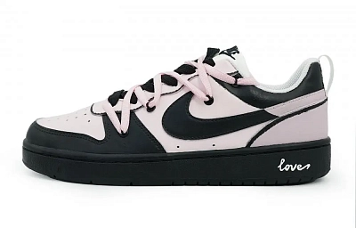 Nike Court Borough Low 2 Low-Top Skateboard Shoes GS Black Pink