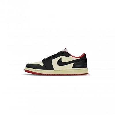 Jordan Air Jordan 1 Abrasion Resistant Low top Vintage Basketball Shoes Unisex Black Beige Red