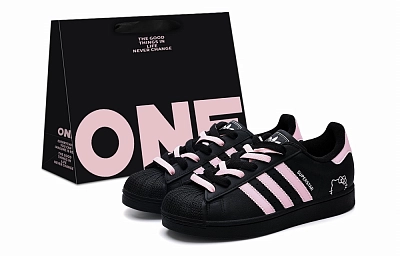Adidas Originals Superstar 2 Abrasion Resistant Low top Skateboard Shoes Women's Black Pink