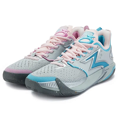 361° BIG3 6.0 Pro Shock Absorbers Slip Resistant Breathable Low top Basketball Shoes Men's Pink Blue Mismatched