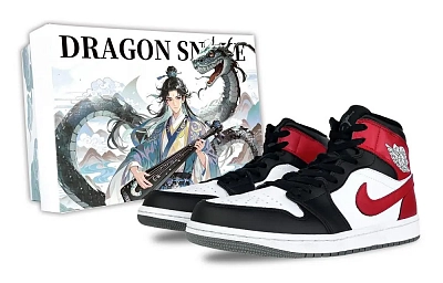 Jordan Air Jordan 1 Bull Dynasty Abrasion Resistant Low top Vintage Basketball Shoes Men's Black Red