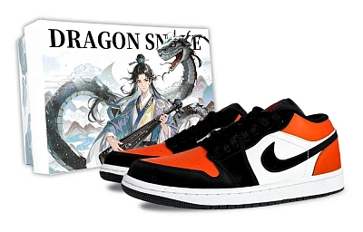 Jordan Air Jordan 1 Abrasion Resistant Low top Vintage Basketball Shoes Unisex Black Orange