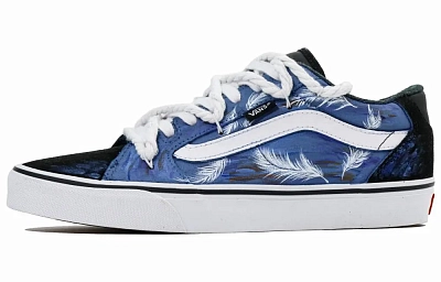 Vans Faulkner Fine Feather Abrasion Resistant Low top Skateboard Shoes Unisex Blue White