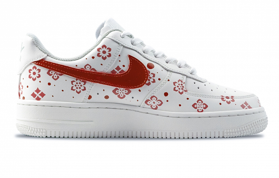 Nike Air Force 1 Red Flower Stationery Abrasion Resistant Low top Skateboard Shoes Unisex White Red купить в интернет-магазине Yoocart с быстрой доставкой по России.