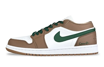 Jordan Air Jordan 1 Fairyland, Green Essence Abrasion Resistant Low top Vintage Basketball Shoes Unisex Green Brown