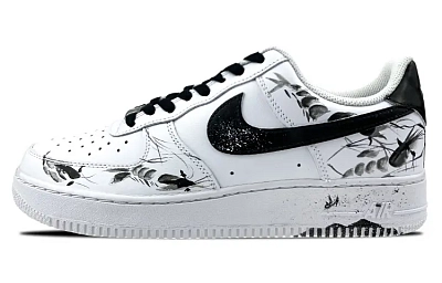 Nike Air Force 1 Coverage Anti-Slip And Wear-Resistant Lightweight Low-Top Skateboard Shoes Women's Black White Gray
