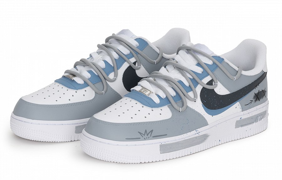 Nike Air Force 1 Slip Resistant, Abrasion Resistant, Lightweight Low top Skateboard Shoes Unisex Gray Blue купить в интернет-магазине Yoocart с быстрой доставкой по России.