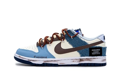 Nike Dunk Vintage Denim Slip-Resistant Cushioning Wear-Resistant Low-Top Skateboard Shoes Men's White Blue