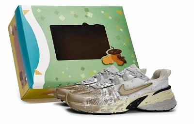 Nike V2K Run Anti-Slip Wear-Resistant Low-Top Running Shoes Women's Silver Brown