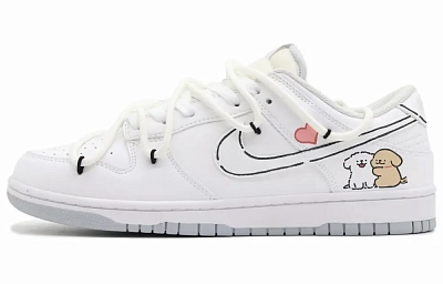 Nike Dunk Anti-Slip Wear-Resistant Low-Top Skateboard Shoes Women's White