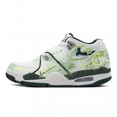 Nike Air Flight 89 Street Canvases Anti Slip Wear Resistant Low Top Vintage Basketball Shoes Men's White Green