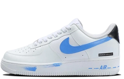 Nike Air Force 1 07 Abrasion Resistant Height Increasing Low Top Skateboard Shoes Men's White Blue