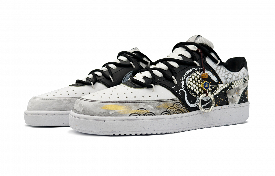 Nike Court Vision 1 Anti-Slip Wear-Resistant Low-Top Skateboard Shoes Men's Black White купить в интернет-магазине Yoocart с быстрой доставкой по России.