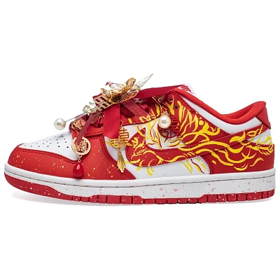 Nike Dunk Abrasion Resistant Low top Skateboard Shoes Unisex Red