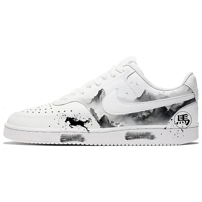 Nike Court Vision 1 Abrasion Resistant Low top Skateboard Shoes Unisex Black White