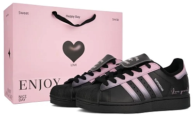 Adidas Originals SUPERSTAR Butterfly Metamorphosis Abrasion Resistant Low top Skateboard Shoes Women's Black Pink